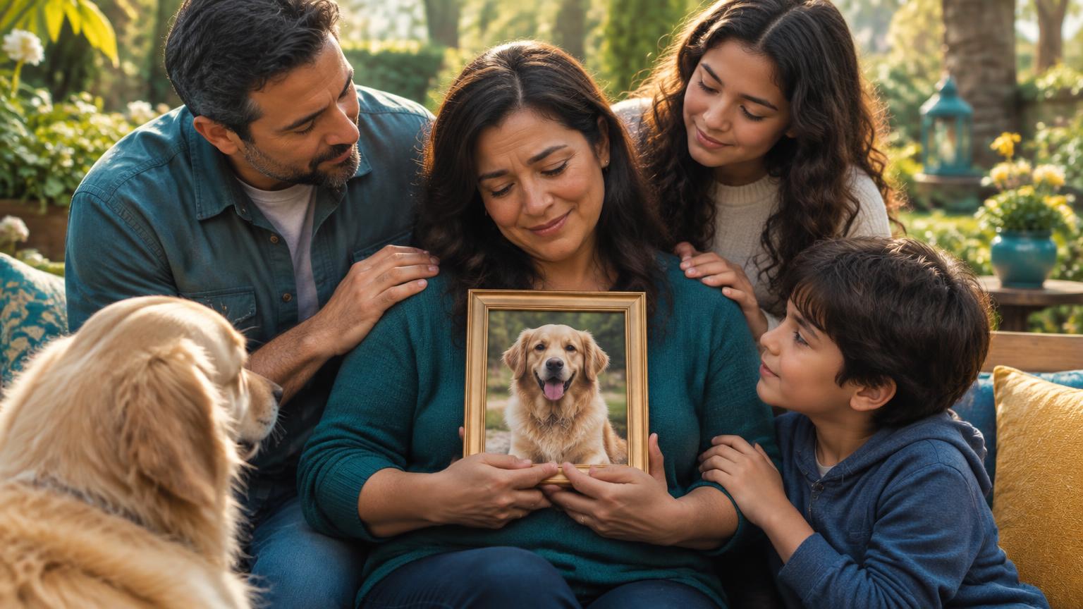 Família guardando com carinho a lembrança de seu cachorro